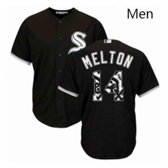 Mens Majestic Chicago White Sox 14 Bill Melton Authentic Black Team Logo Fashion Cool Base MLB Jersey